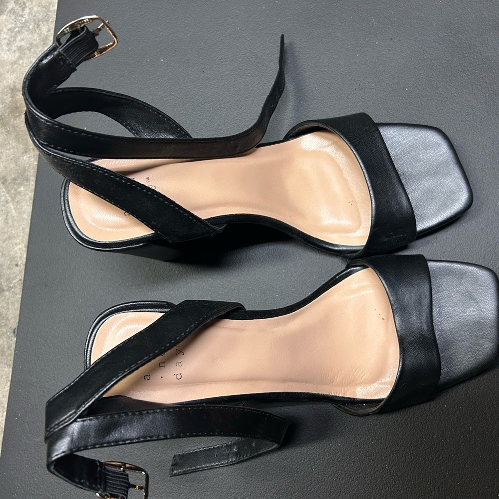 a new day Black Strappy Heels
